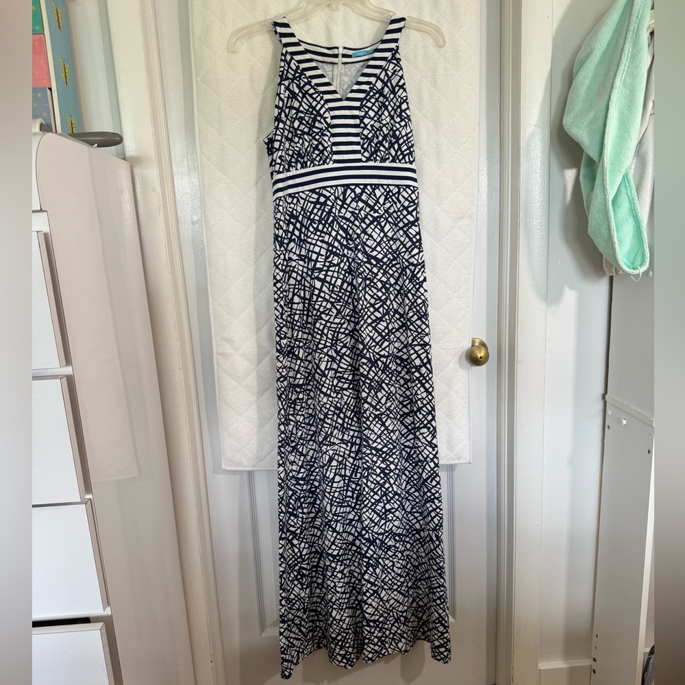 J. McLaughlin Navy and White Maxi Dress